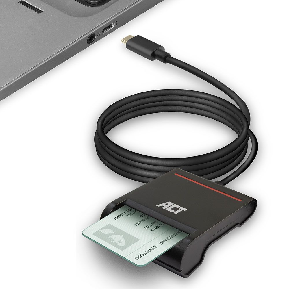 ACT AC6020 External USB-C Smartcard eID Card Reader Black