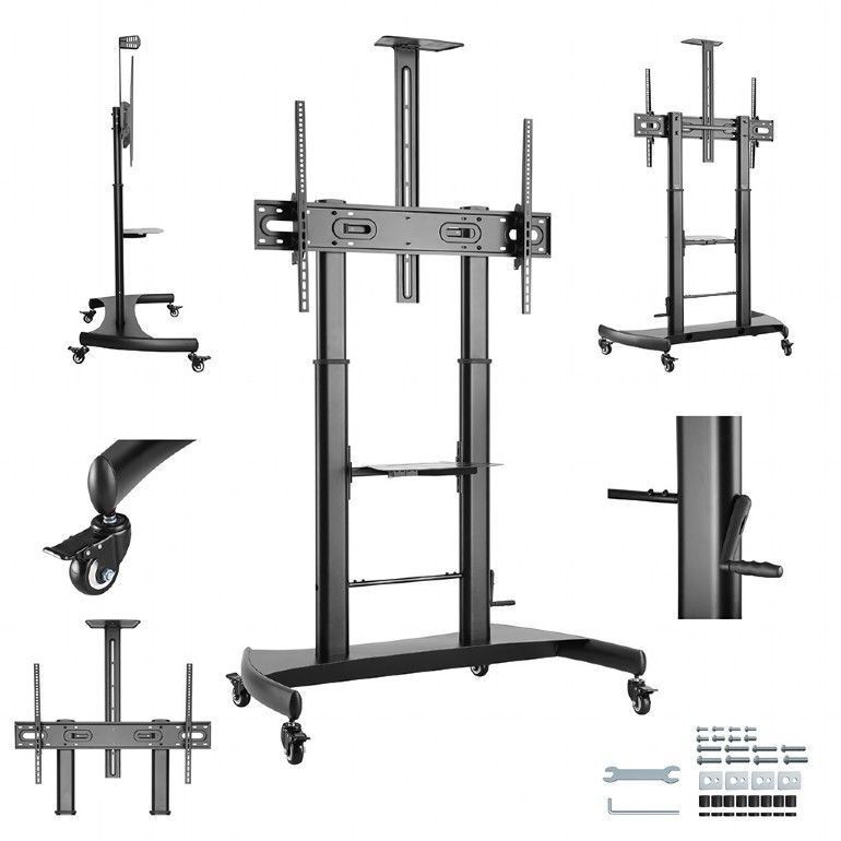 Gembird TVS-100T-02 Height adjustable TV floor stand with caster wheels 60