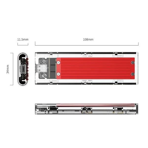 Orico TCM2-C3-RD-BP USB3.1 Type-C M.2 NVMe Enclosure Red