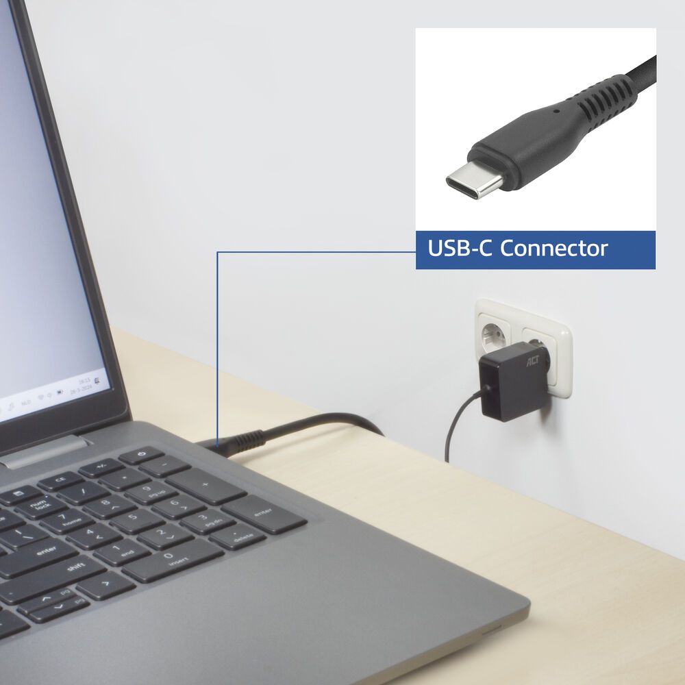 ACT AC2010 20V / 3,25A 65W Type-C univerzális hálózati notebook töltő