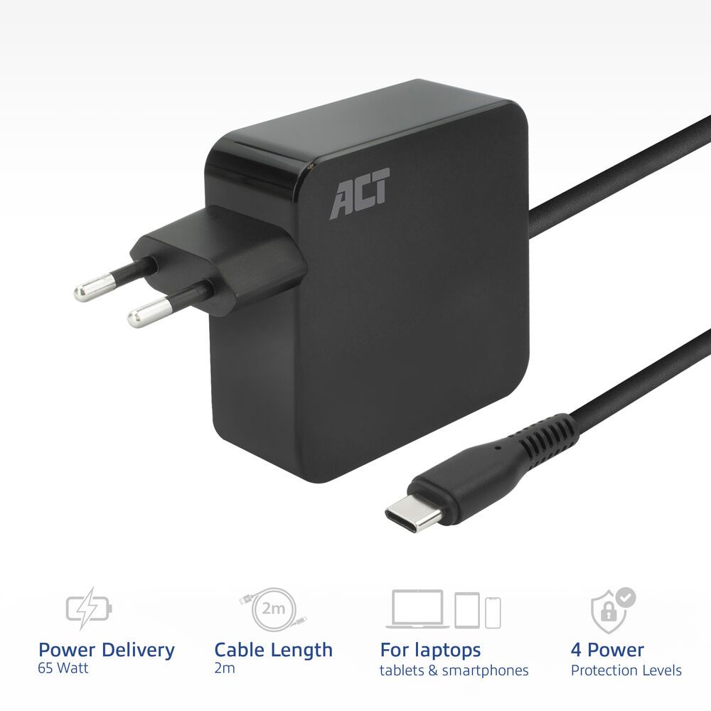 ACT AC2010 20V / 3,25A 65W Type-C univerzális hálózati notebook töltő