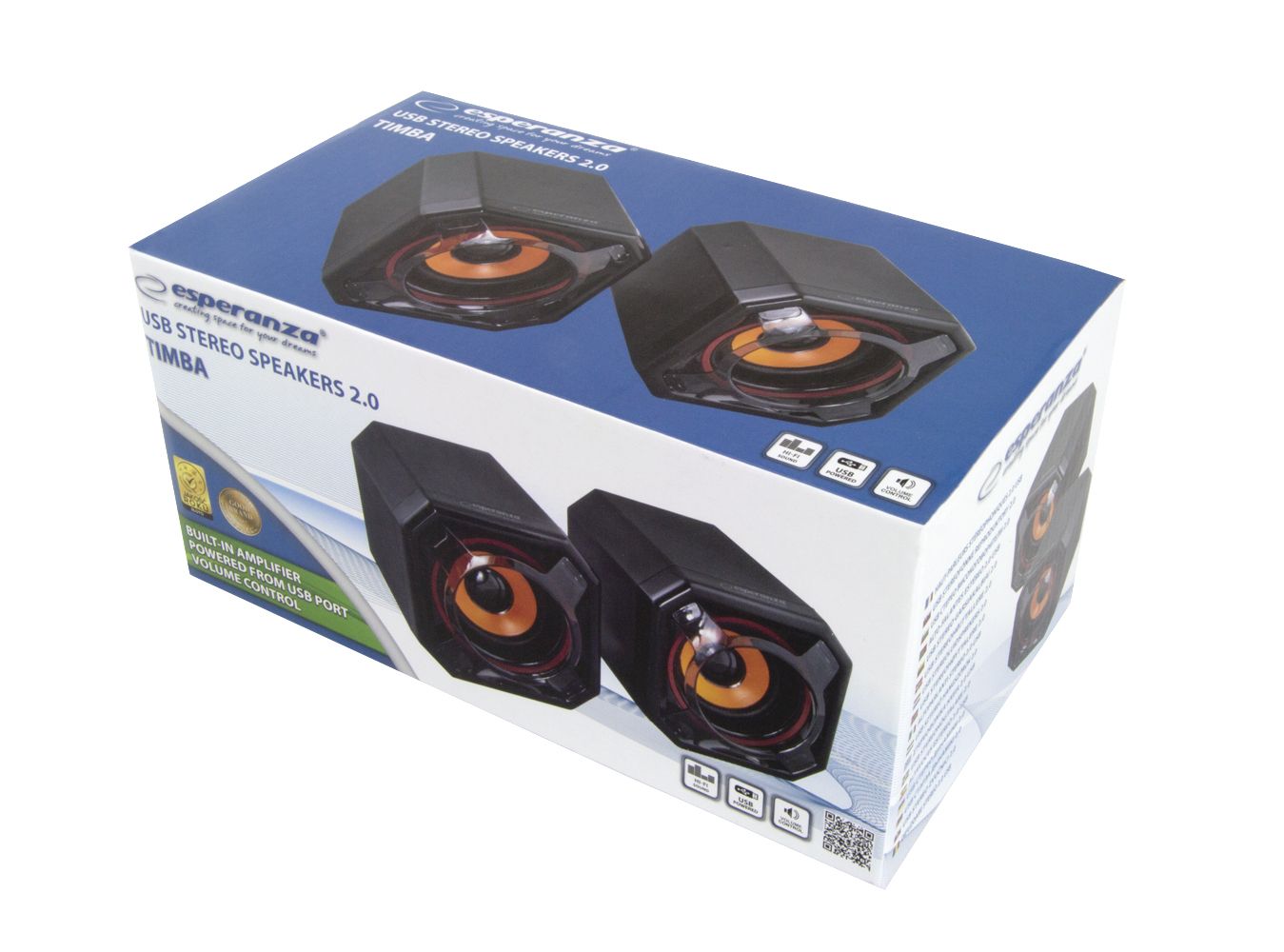 Esperanza Timba USB Stereo Speakers Black/Orange